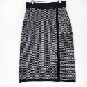 Coldwater Creek Skirt Womens Medium Petite Black Knit Pencil Wool Blend Midi
